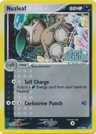 EX Crystal Guardians Nuzleaf #39/100 reverse holo